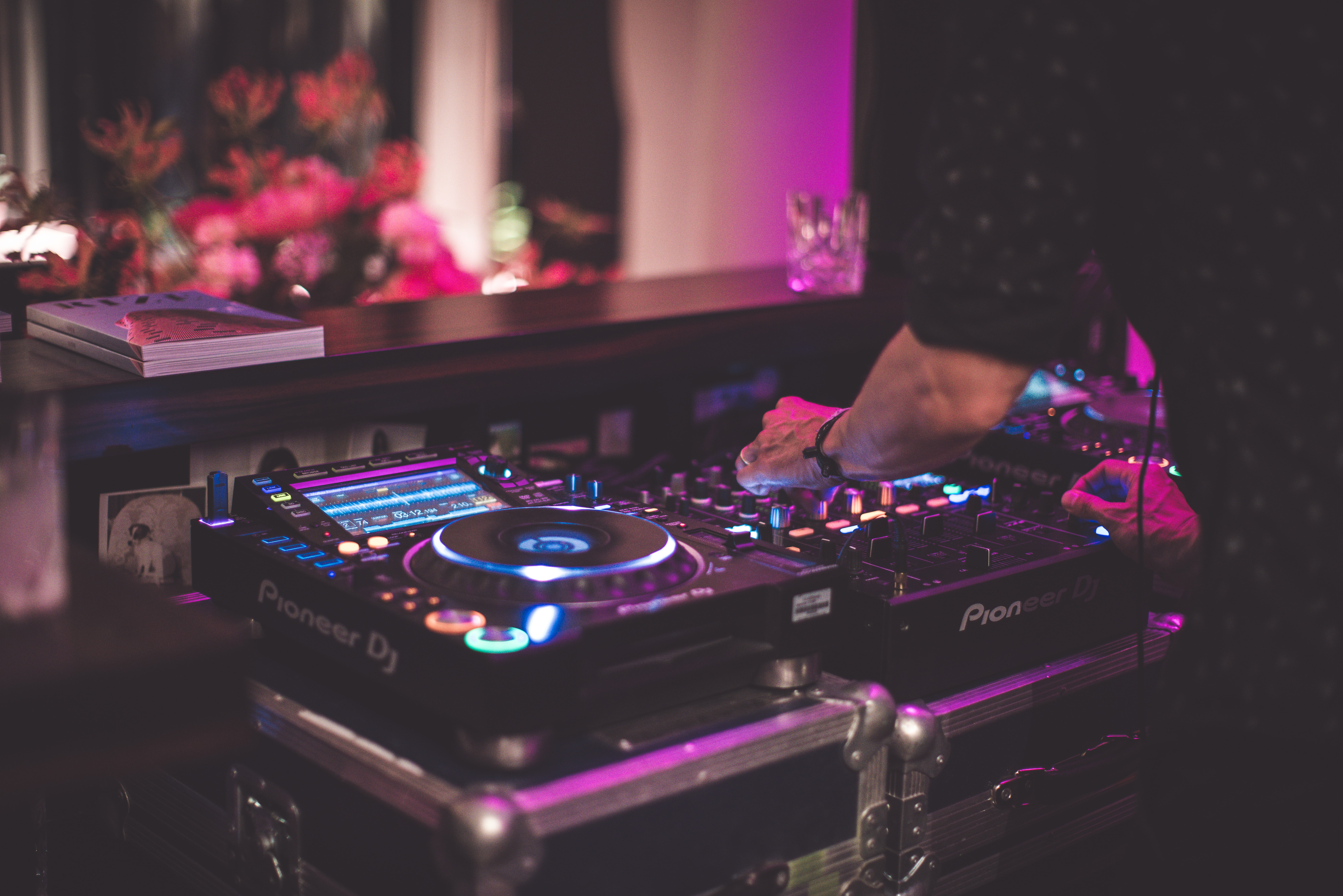 dj mixing board being used at a wedding