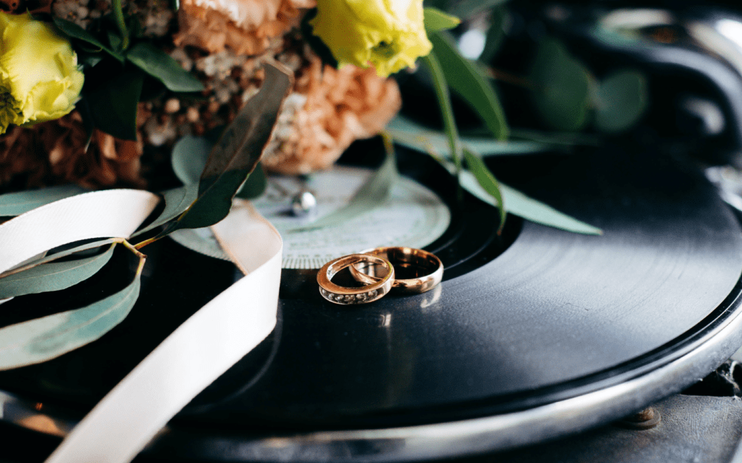 Wedding bands on record player