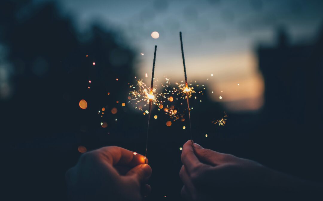Sparklers at sunset
